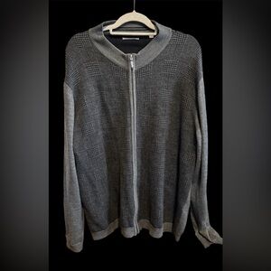 Ashworth Men's Black and Gray 100% Merino Wool Zip-Up Sweater size XL